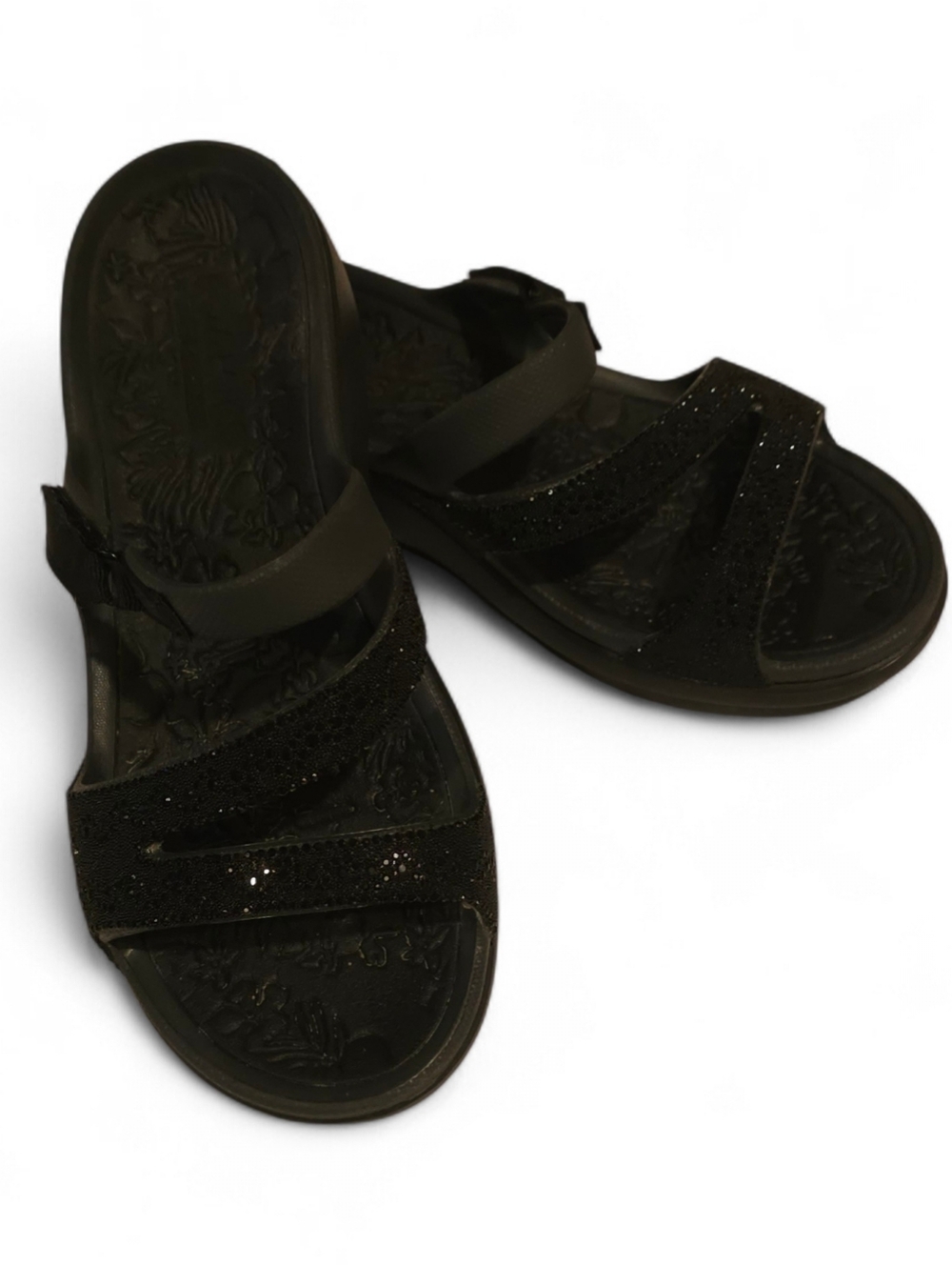 Skechers Black Sparkle Slide Sandals